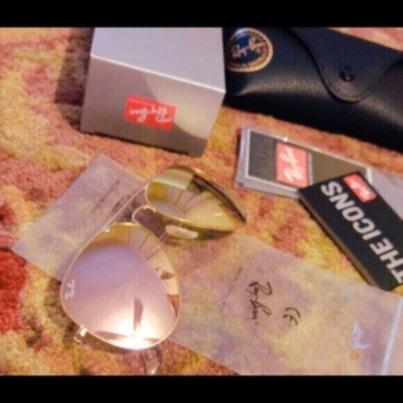 New Ray-Ban Aviator 3026 Pink Gold Flash Lens 62mm Sunglasses main image 4